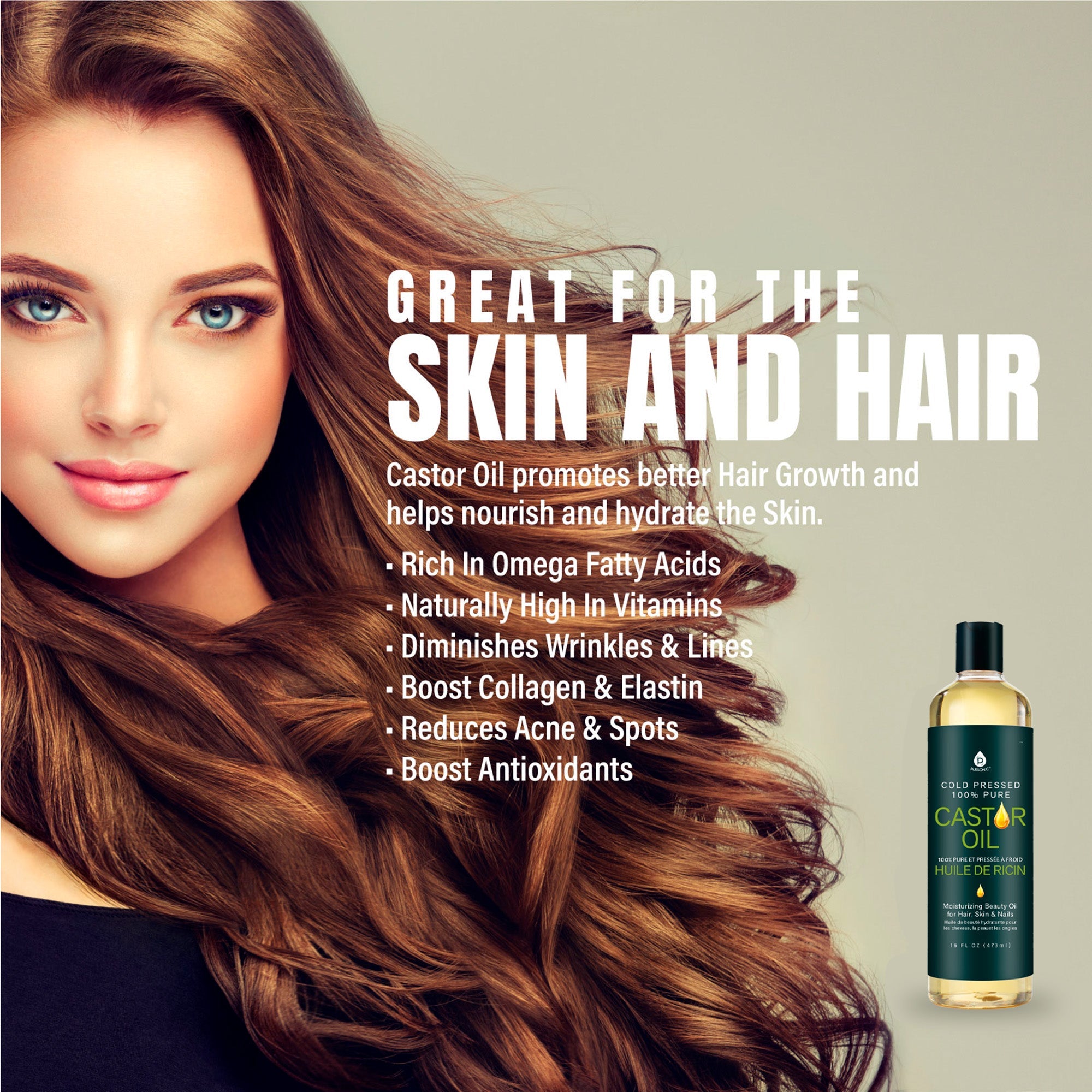 100% Pure Cold Pressed Castor Oil 16 Oz - Rayzo Store