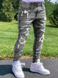 Men's Slim Fit Jeans with Rips for Casual Wear Comfortable Stretch Denim Trousers for Daily Use