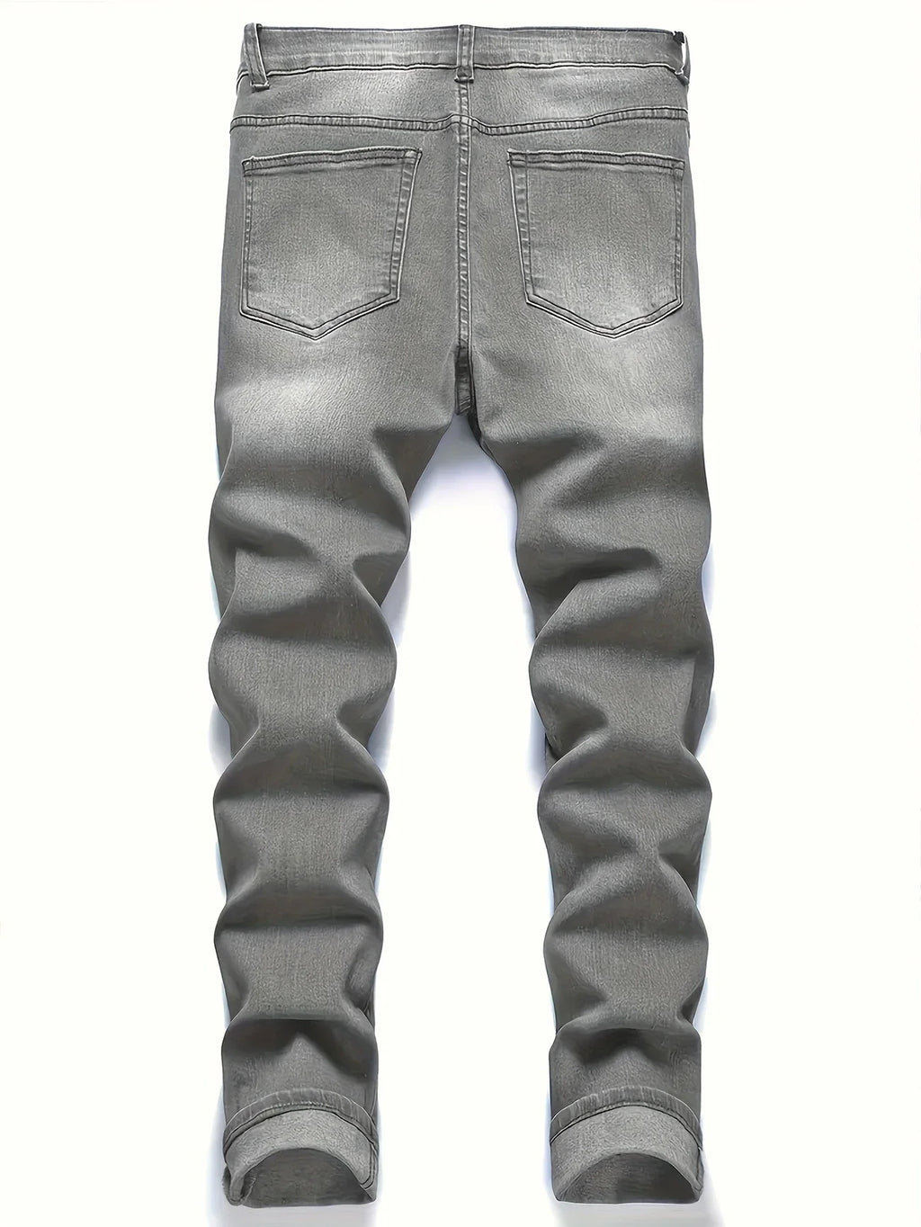 Men's Slim Fit Jeans with Rips for Casual Wear Comfortable Stretch Denim Trousers for Daily Use
