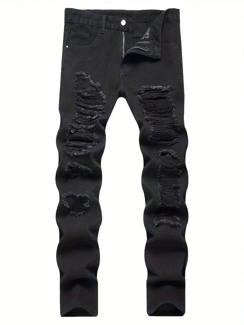 Black Ripped Street wear Jeans - Rayzo Store